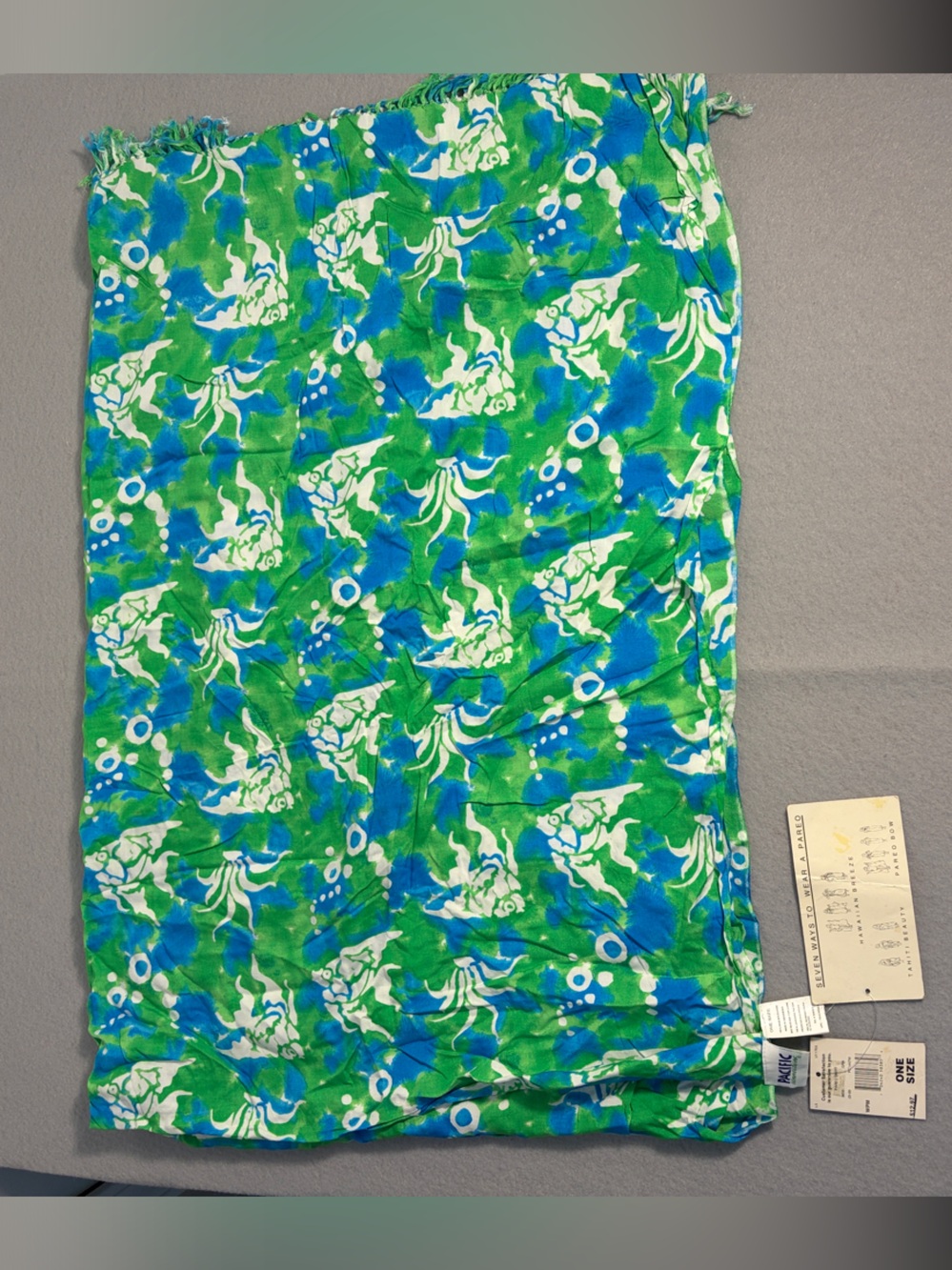 Pacific Connections Blue Green White Floral Swim Sarong
